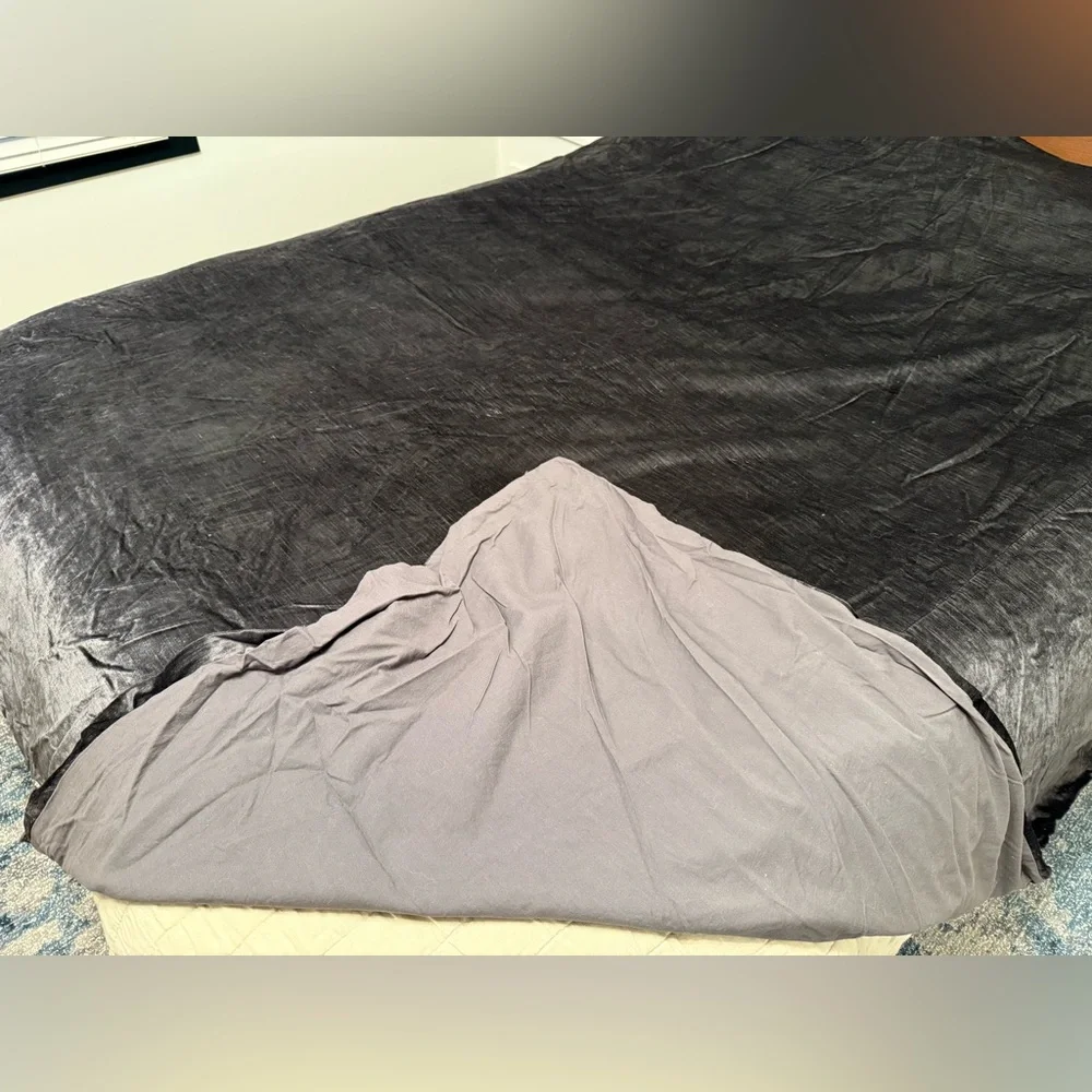 West Elm Queen Velvet Dark Grey Duvet Cover